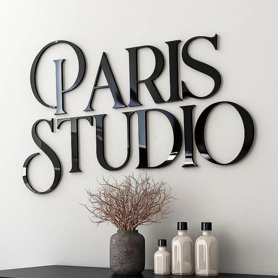 Letrero acrílico grande personalizado con logotipo de negocios, arte de pared, logotipo láser 3D montado en la pared personalizado, decoración del hogar, letrero de marca registrada para salón de belleza