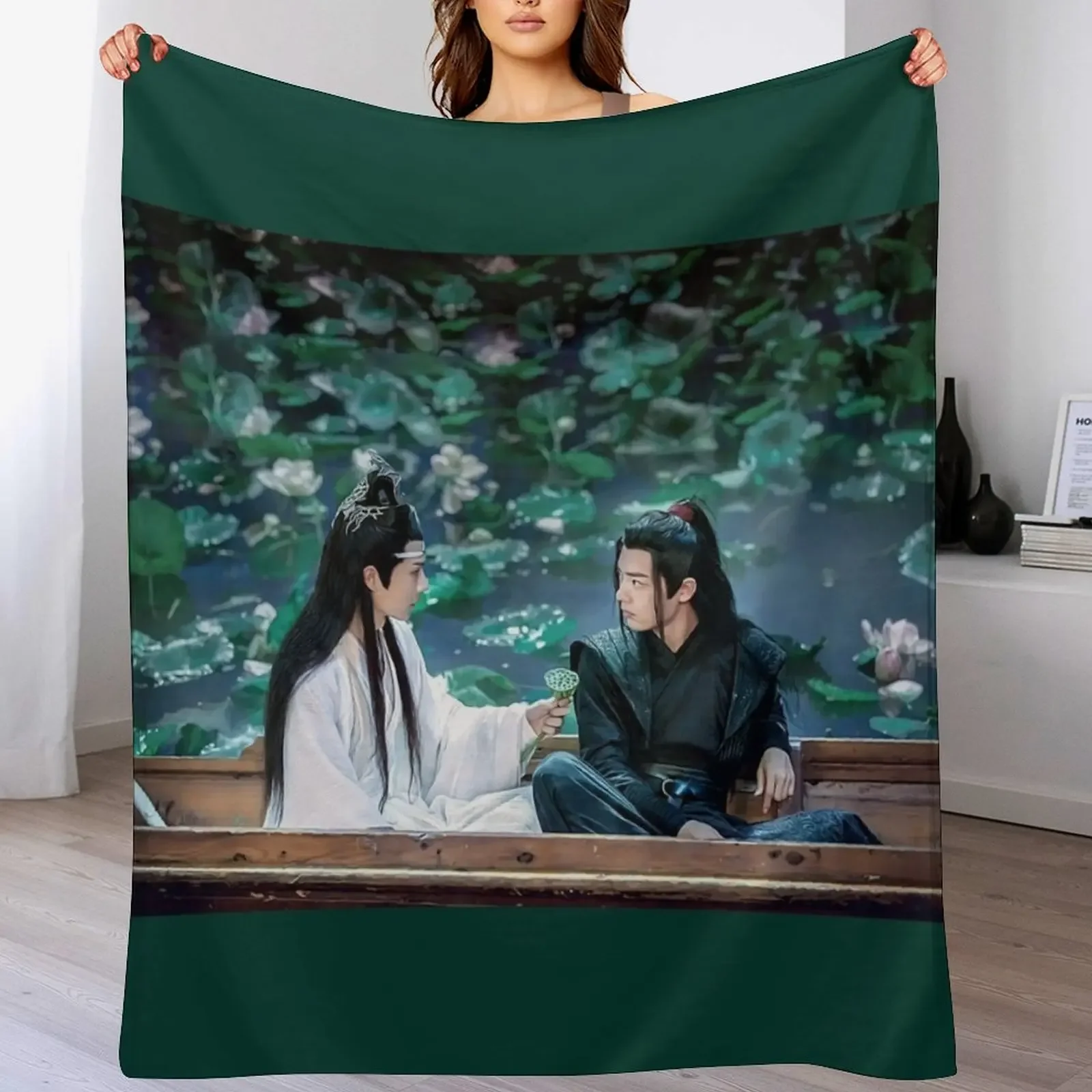 the untamed -lotus water lilies lake two in a boat Throw Blanket funny gift Cute Thin Blankets