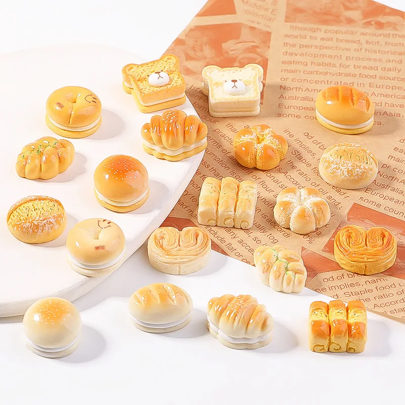 3 قطعة خبز صغير نخب دونات كعكة لفة الحلوى الغذاء المطبخ نموذج الراتنج لعبة Diy بها بنفسك اكسسوارات الكرتون محاكاة الغذاء اللعب المفاتيح