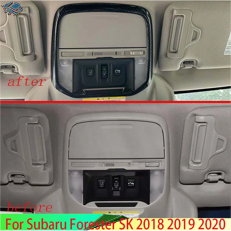 

Для Subaru Forester SK 2018-2024 2020 2021, декоративные аксессуары, стиль из углеродного волокна, внутреннее освещение, лампы для чтения, накладка