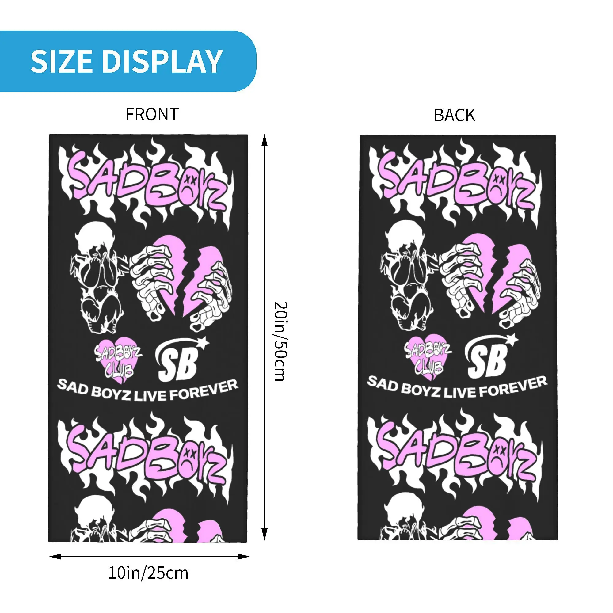 Custom J-Juniors H Merch Sad Boyz Art Print Bandana Neck Warmer Men Women Winter Ski Hiking Scarf Gaiter  Face Cover