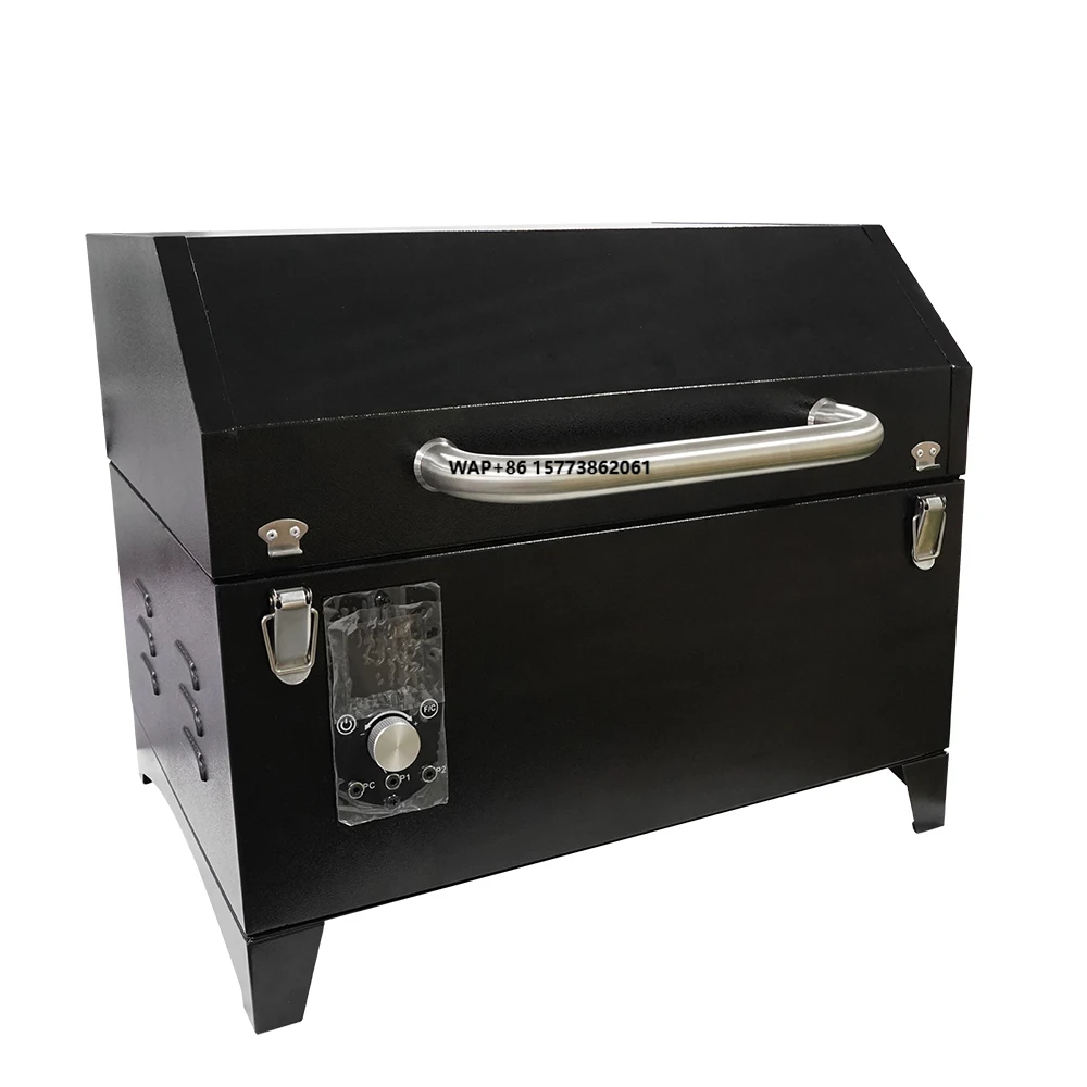 Modern Outdoor Portable Camping Tabletop Wood Pellet Grill Smoker BBQ Metal with Powder Coating Finish