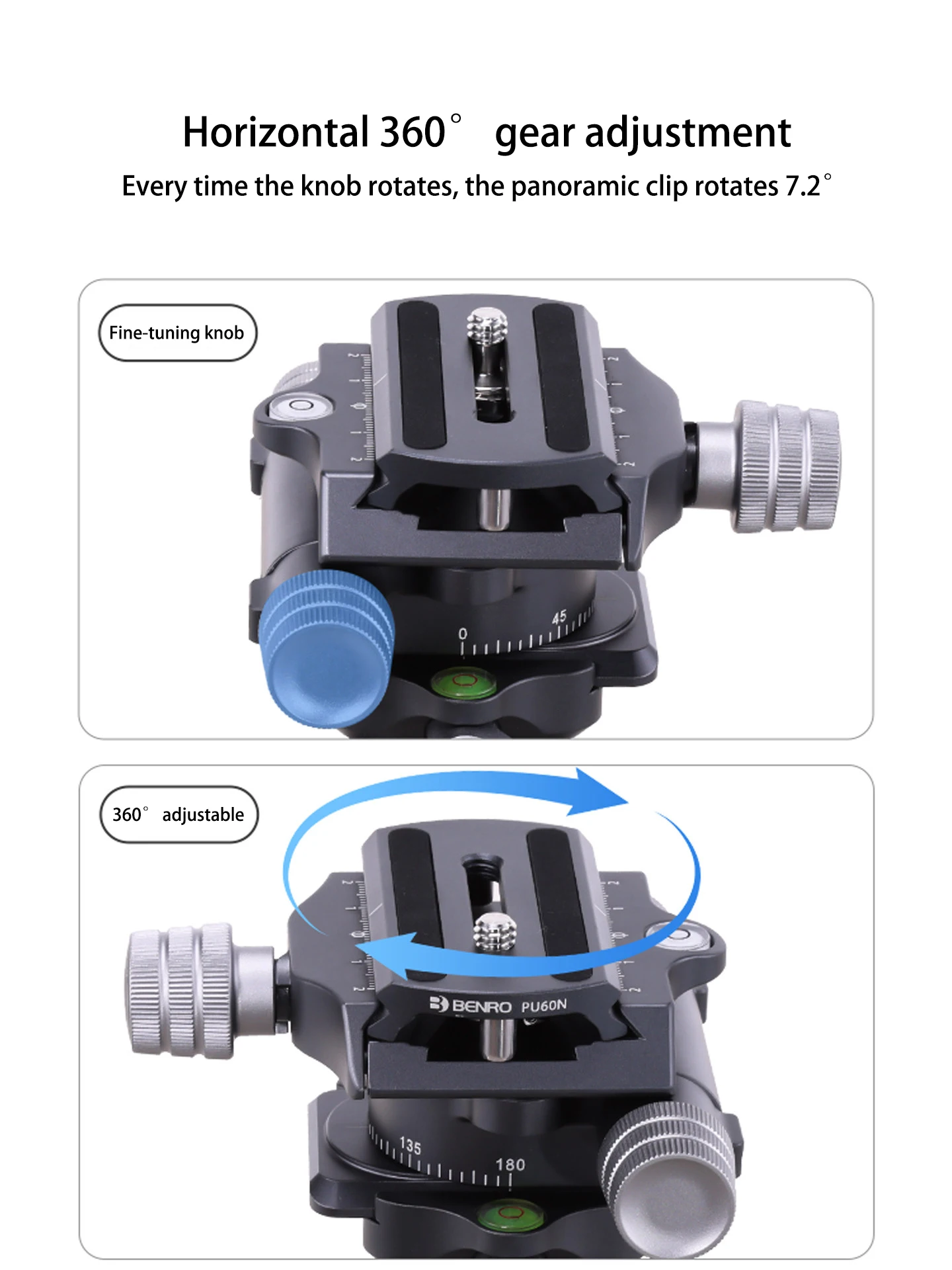 BENRO GPC1CN gear panoramic gimbal precise two-way adjustment fine-tuning left and right 360° large-frame shooting