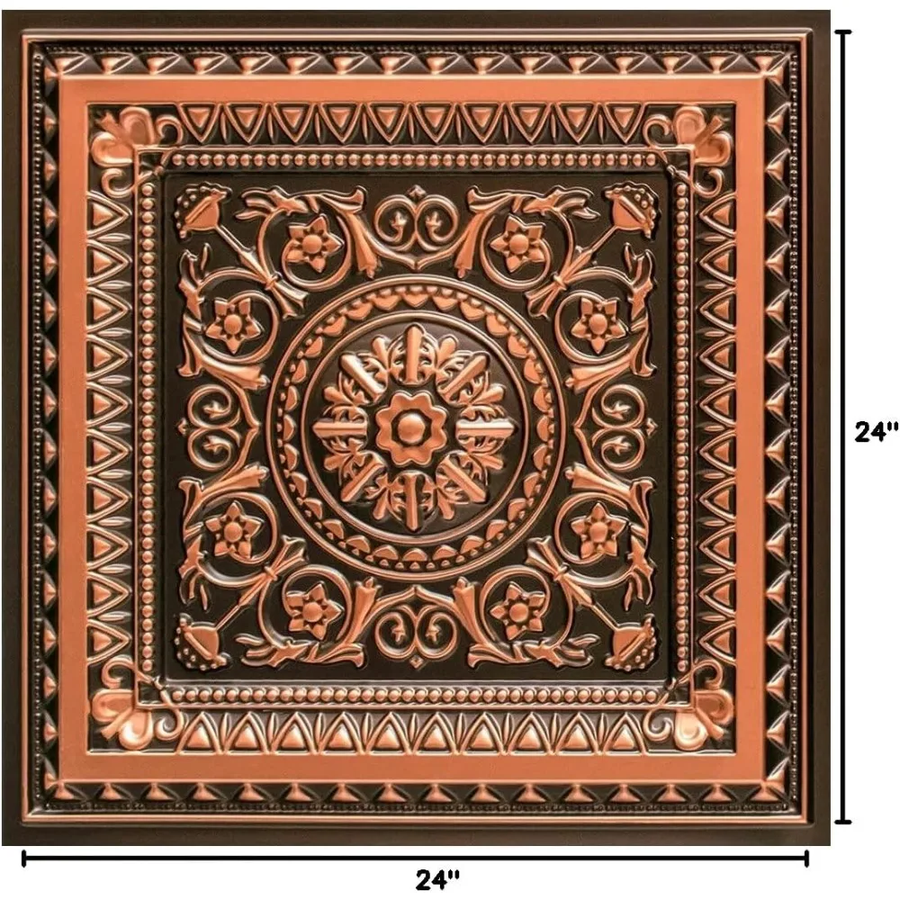 إلى جميل في ساعات 223 La Scala PVC 2 × 2 بوصة بلاط سقف قابل للغراء أو وضعها، عبوة من 10 قطع، نحاس عتيق، 10 قطع