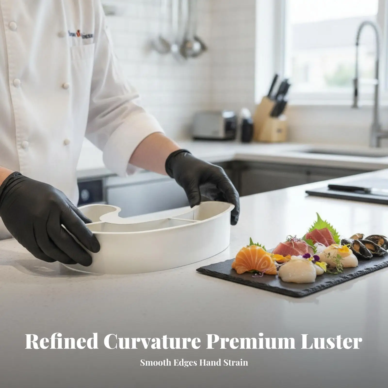J-Shaped Plating Template Hollow for Restaurants, Buffets, Chefs