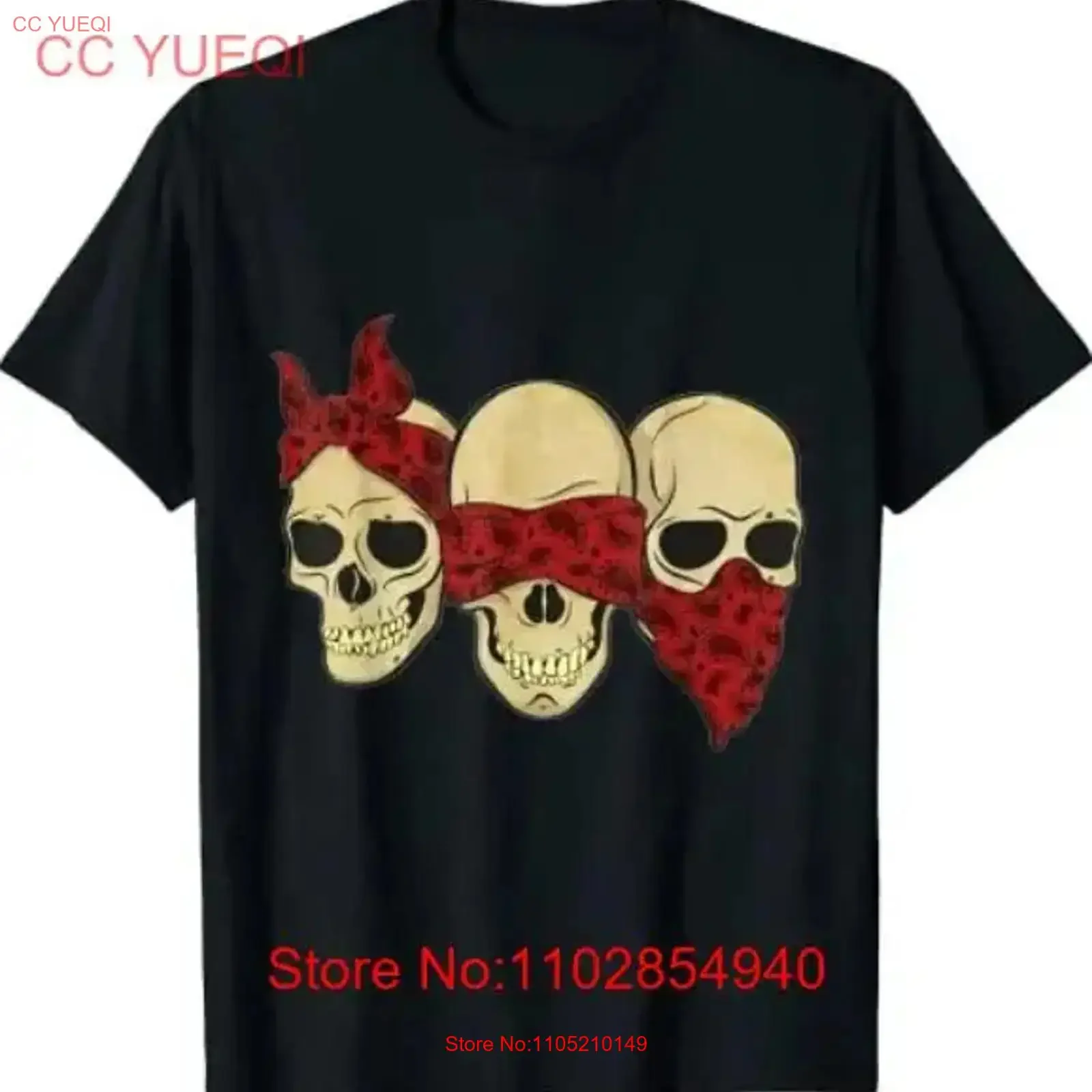 Hear See Speak No Evil Skull Heads T Shirt Size S 5XL vintage Washed homme Unisex Casual designer clothes Versatile Stylish