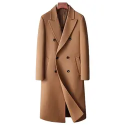 Autunno inverno miscele di lana da uomo cappotti moda doppio petto intelligente Casual lungo Trench di lana uomo Trun Down Collar capispalla