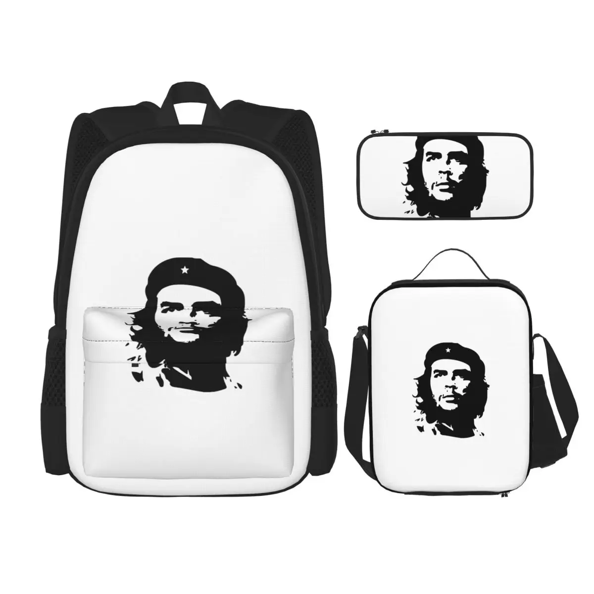 

Che Guevara Backpacks Boys Girls Bookbag Students School Bags Kids Rucksack Lunch Bag Pen Bag Three-Piece Set