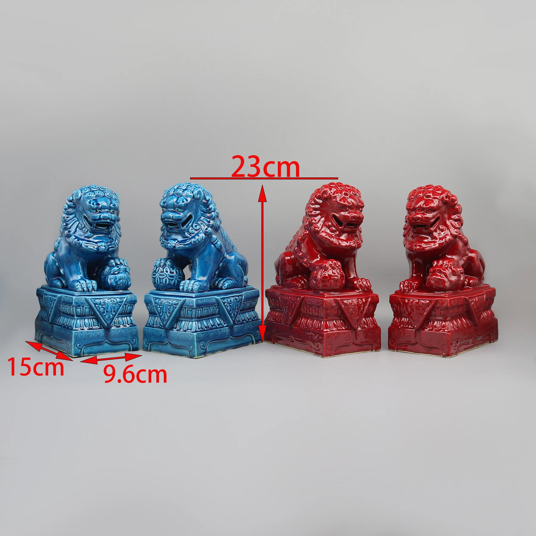 Pair of Foo Dogs, Fu Dogs, Buddha Dogs, Chinese Guardian Lions, Ceramic Sculpture, Home Decoration