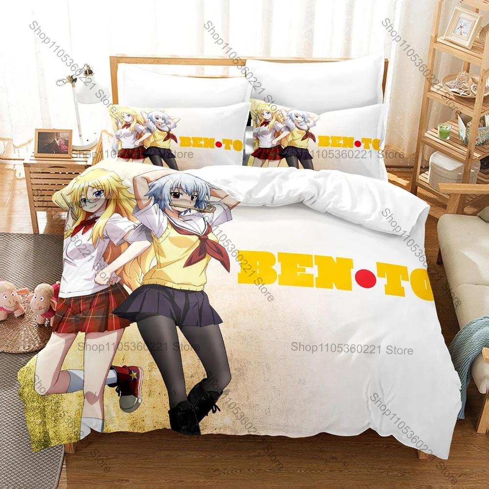 Cool Ben-To Bedding Set Duvet Cover + 2 Pillowcases Supermarket Bento Battle Comedy Anime Bedroom Decor