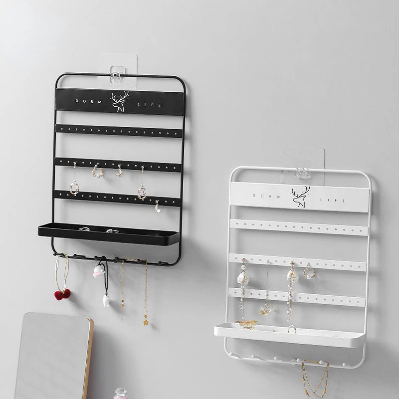 Jewelry Storage Stand Hanging Wal Earring Ear studs Holder Rack Bracelet Necklace Keys Holes Hook Organizer For Home Save Space