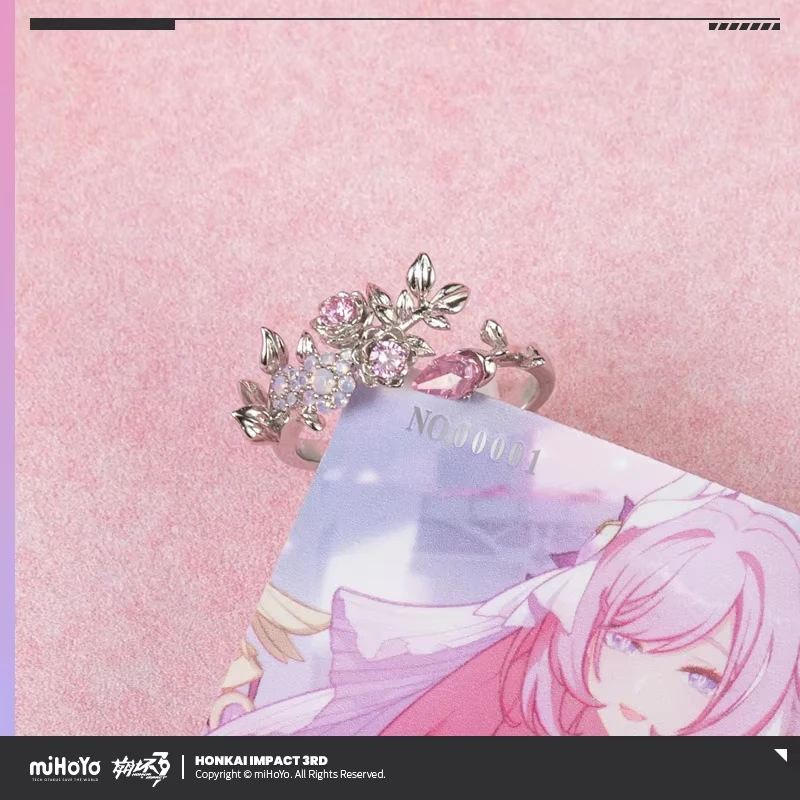 Bague Elysia MiHoYo Officielle et Authentique Honkai Impact 3, Cadeau de Collection ELYSIA, Bague de Serment Ego du Herrscher of Human : Original