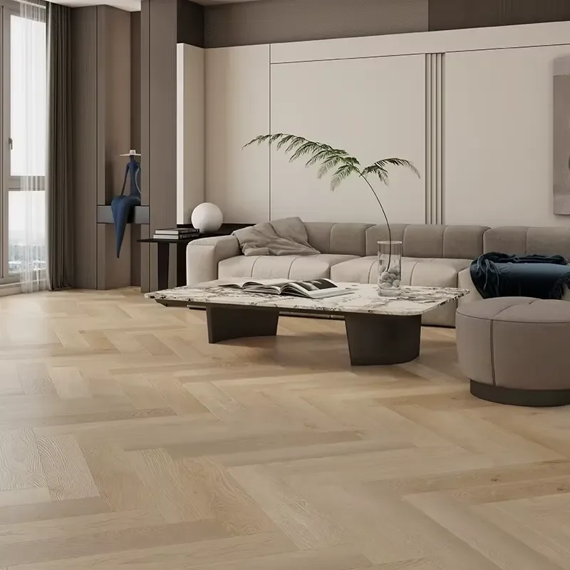 Real Waterproof WPC Flooring Wear-resistant Formaldehyde-free Solid Wood Herringbone Pattern 10mm Stone-plastic Click-lock