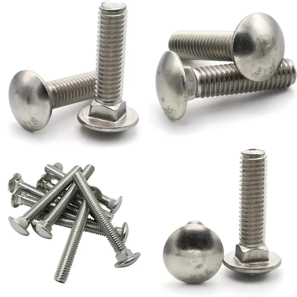 

Болты с кареткой из нержавеющей стали 316, 3/8-16 x 1-1/2 дюйма, упаковка из 25 шт., высококачественные крепежные детали для промышленного применения