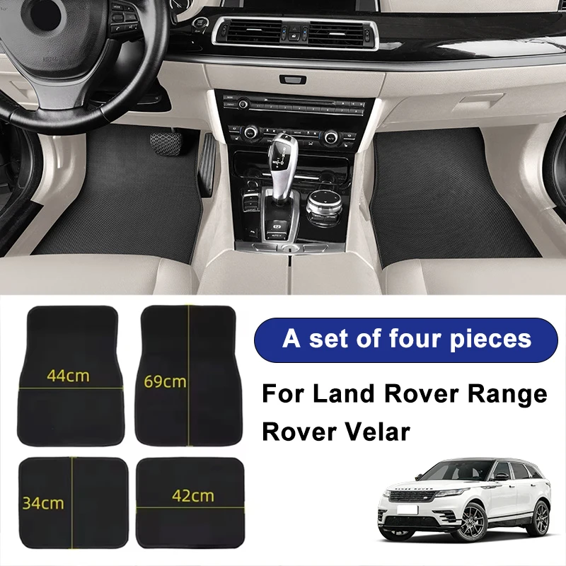 For Land Rover Range Rover Velar Car Floor Mats Black Non-Slip 4Pcs Front & Rear Foot Mats Carpets Rugs Auto Interior Accessory