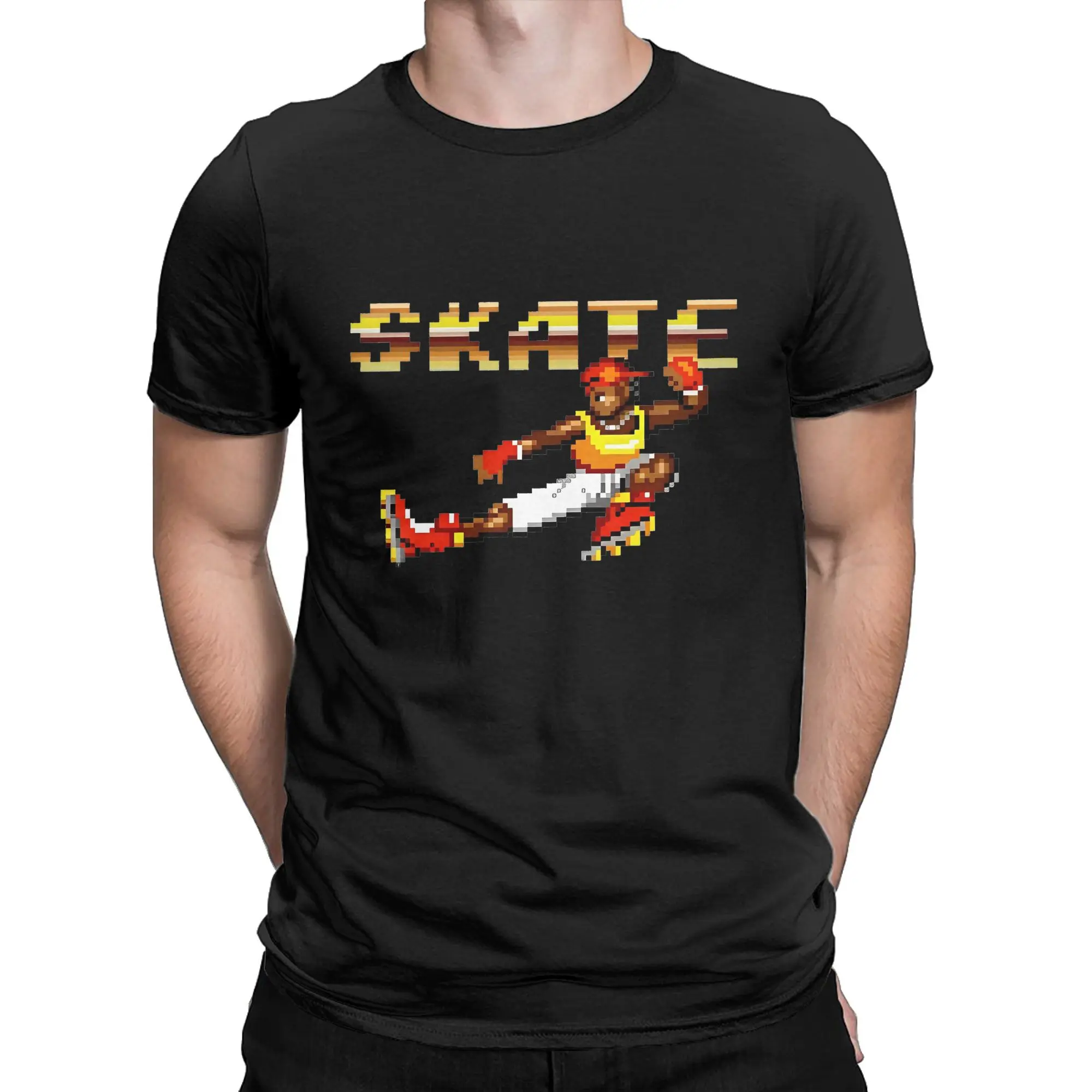 Eddie Skate Hunter from Streets of Rage 2 T-Shirt Men  Hipster Pure Cotton Tees Round Collar Short Sleeve T Shirt Plus Size Tops