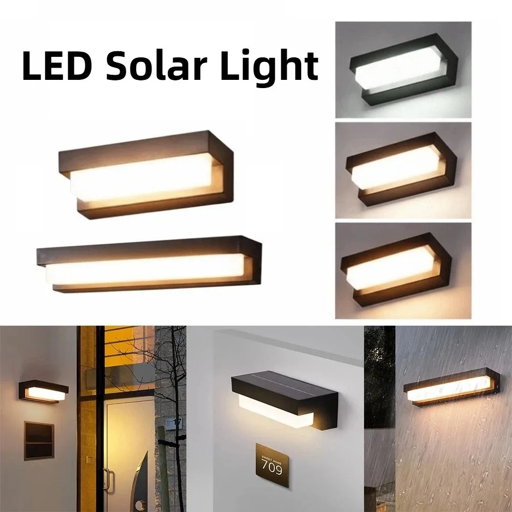 Waterproof LED Solar Lights Energy-Saving Three-Color Solar Powered Lamp Drill-Free Walled Lighting Solar Decor Lights