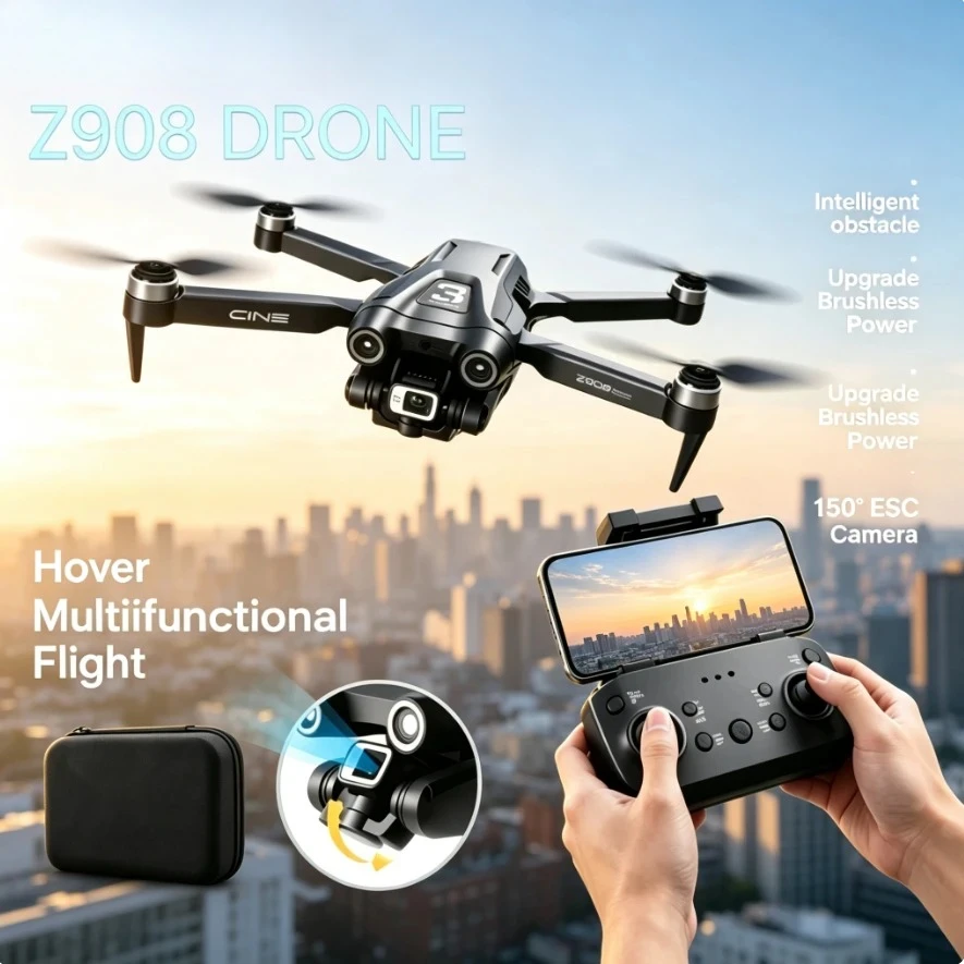 Original Z908 GPS Foldable RC Quadcopter 3-Side Obstacle Avoidance 8K HD Brushless Optical Flow Positioning Drone for Adults