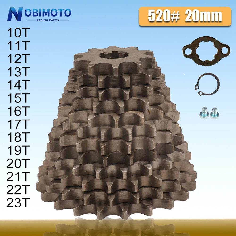 NOBIMOTO-Motorcycle 520# Chain 20mm 10T 11T 12T 13T 14T 15T 16T 17T 18T 19T 20T 21T 22T 23T Front Engine Sprocket For ATV Quad