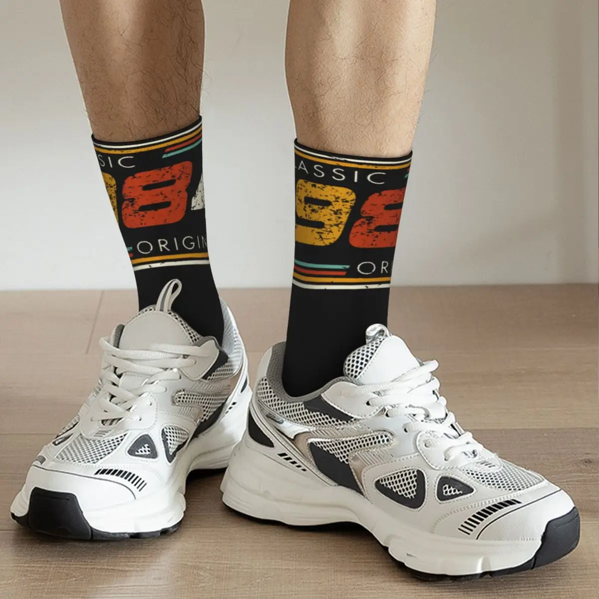 Crazy Design Classic 1984 Vintage Design Basketball Crew Socks Stuff All Season 40th Birthday Gift Soft Long Socks Non-slip