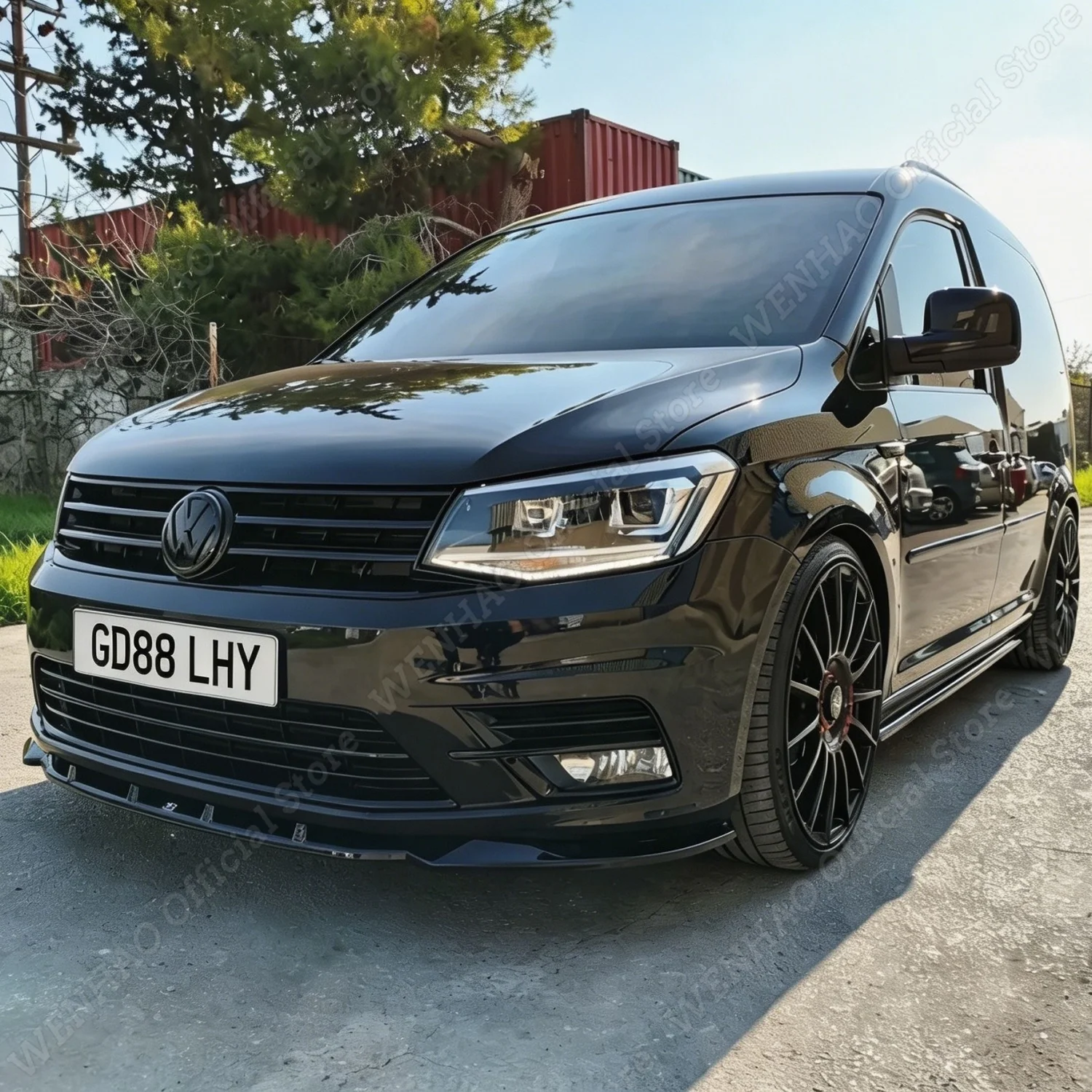 For Volkswagen Fit VW Caddy MK4 2020+Car Front Bumper Lip Splitter Spoiler Diffuser ABS Glossy Black Body Styling Kit Tuning