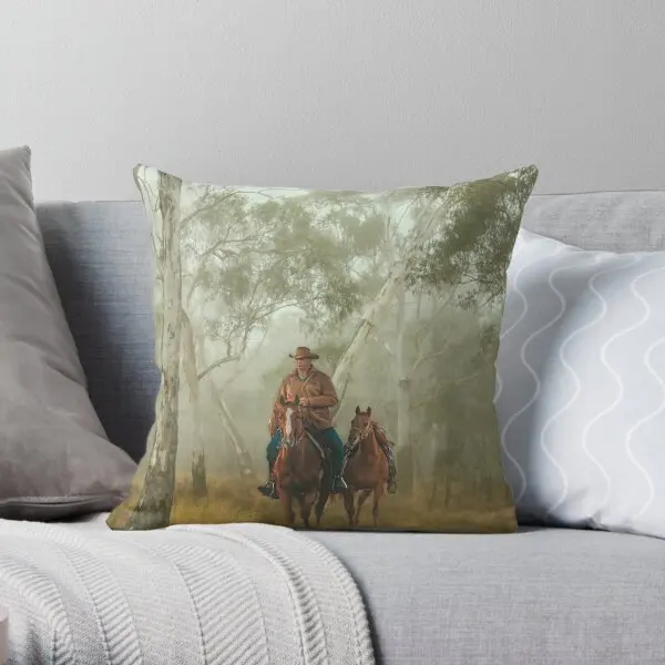 Stockman In Misty Eucalyptus Forest  Printing Throw Pillow Cover Decorative Bedroom Office Bed Pillows not include One Side