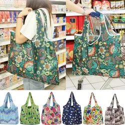 Tote Bags Flower Print Women's Grocery Handbags Outdoor Foldable Shopper Eco Shopping Bag Reusable Storage Bag Organizer Bags