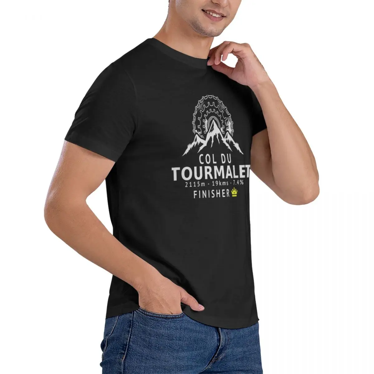 Col Du Tourmalet Finisher Men T Shirts Route Fashion Tee Shirt Short Sleeve Crewneck T-Shirt Cotton Printing Clothing