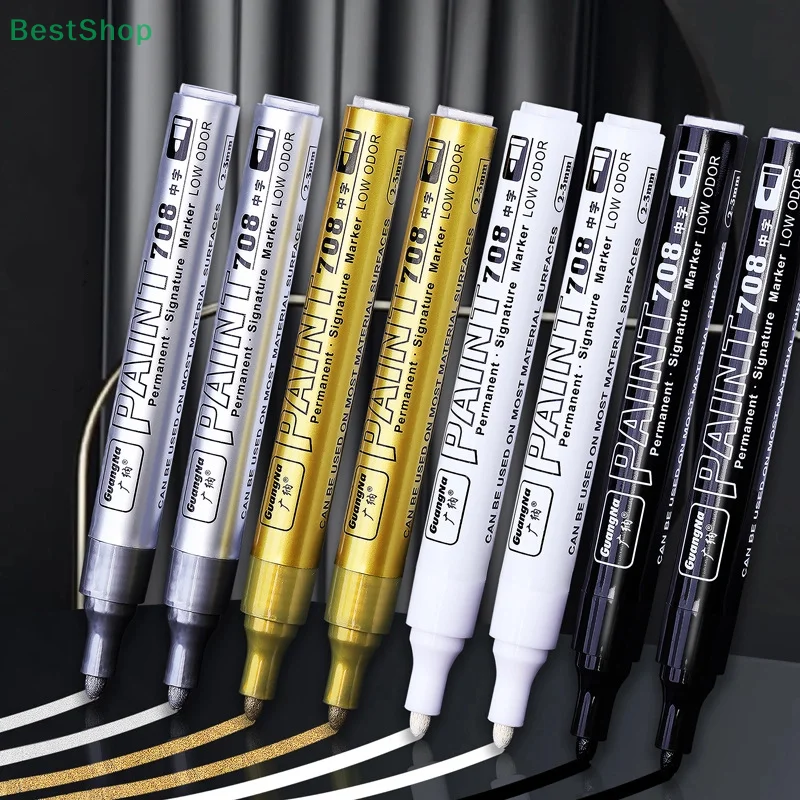 

〔Rebecca〕Metallic Paint Marker Pens With Ink Set ,Quick Drying Paint Touch-up Pen,Painting Signature Graffiti Pen