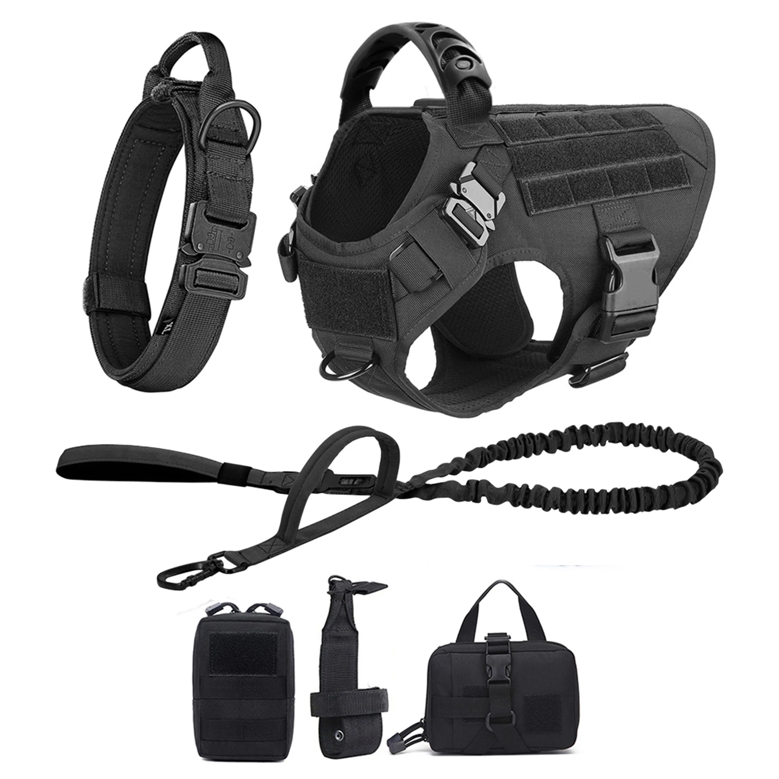Tactical Large Dog Harness Vest and Leash Set for German Shepherd Malinois