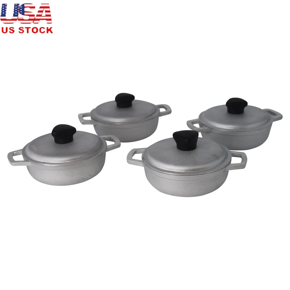 

0.5qt Cast Aluminum Mini Caldero 4pc Set Durable Cooking Essential Oven Safe Versatile Design Even Heat Distribution Ideal