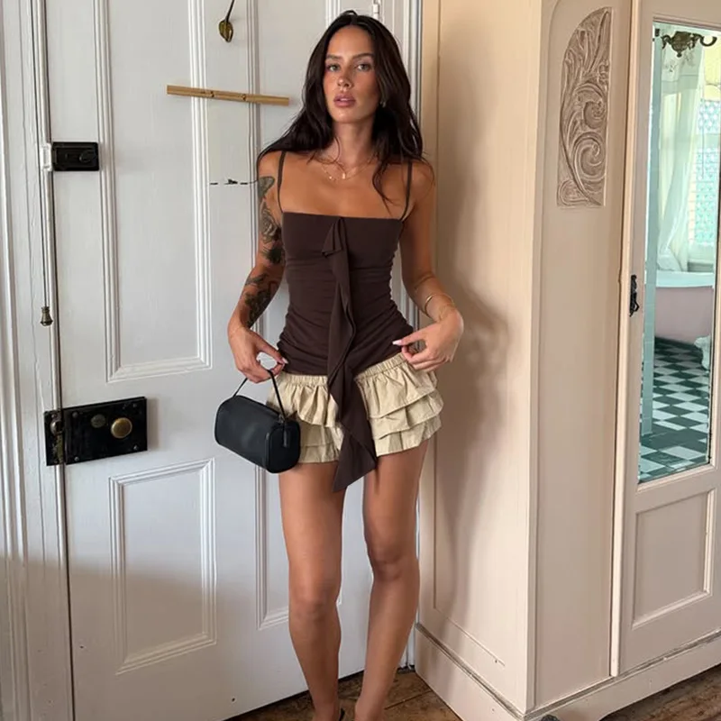 

Autumn/Winter New Arrivals: European & American Style Fashionable Flowy-Tie Slim-Fit Slimming Streetwear Halter Top