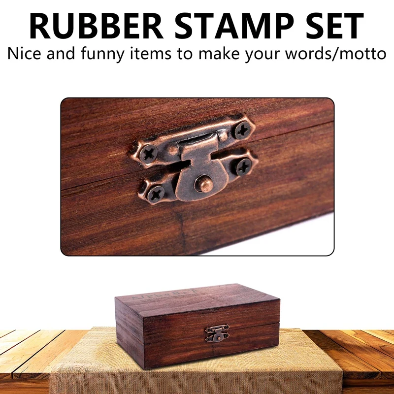 Top-Rubber Stamp Alphabet Number Symbol Wooden Box Set Print Style Wood Letter 70PCS