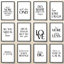 Nordic Inspirational Quotes Posters Modern Cursive Verse Wall Art Canvas Paintings Mural Decor for Living Room Office Decoration