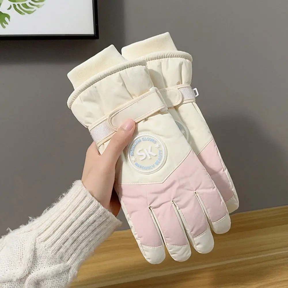 Fashion Lining Ski Gloves Thick Cotton Windproof Touch Screen Gloves Waterproof Thermal Snow Gloves Outdoor Play