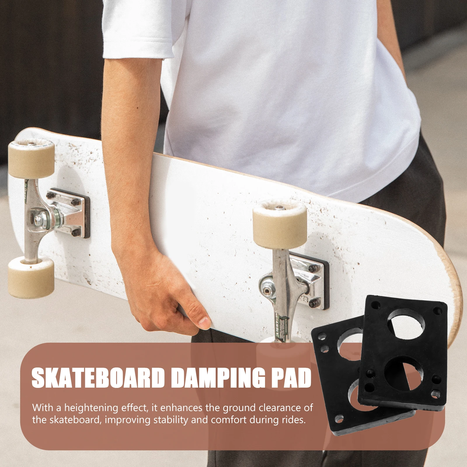 

2pcs Skateboard Shock Absorbing Gaskets 10mm Pu Heightening Pads Installation Skateboard Riser Damping Pad Accessories