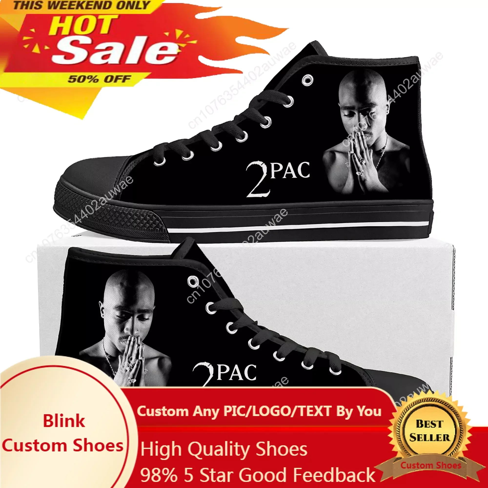 

Tupac 2pac Fashion Unisex High Top Shoes High Quality Sneakers Men Women Teenager Canvas Sneaker Casual Couple Shoes Custom Shoe