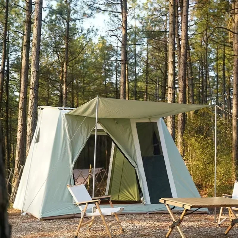 

Outdoor Camping Tent Four Seasons Portable Windproof and Waterproof Thickened Camping Equipment Cotton Flex Bow Glamping House