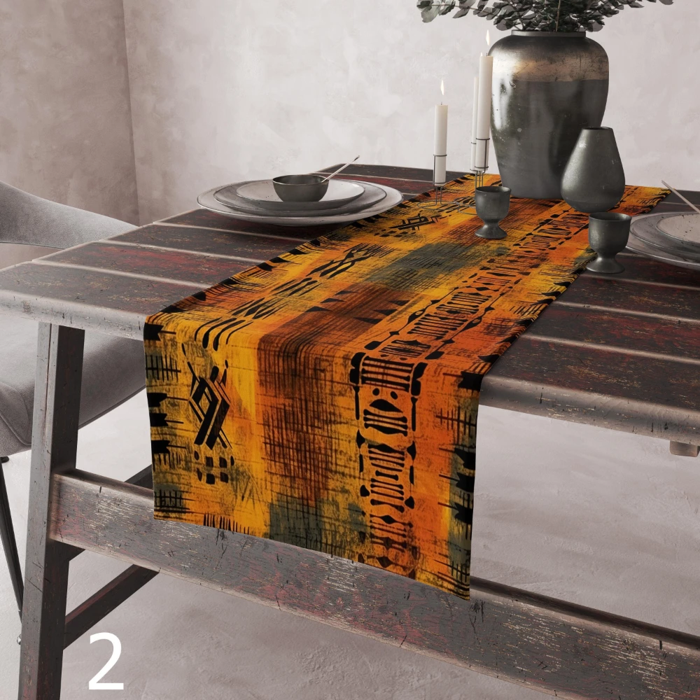 Rustic Tribal Patchwork Runner, Ethnic Tribal Table Decor Runner, African Print Runner, Rustic Table Runner, Primitive Art Table