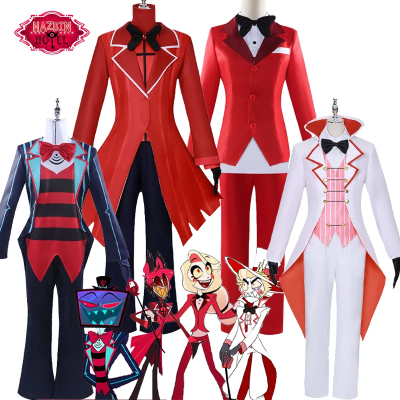 

Костюм для косплея Hazbin Hotel Cos, униформа Чарли Морнингстар Люцифера, полный комплект для Хэллоуина, карнавала, Женский костюм для взрослых мужчин и женщин