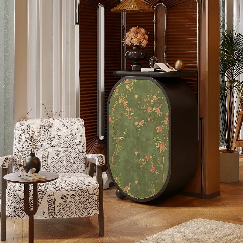 

French retro high-end solid wood locker, bedroom wall locker, small side cabinet next to TV cabinet