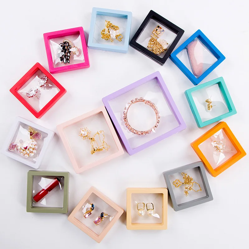 40pcs/lot PE Film Transparent Visible Jewelry Gift Anti-oxidation Storage Box Ring Bracelet Necklace Plastic Display Box