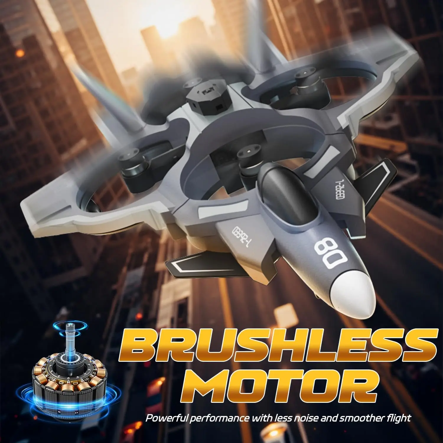 RC Plane with Camera Brushless Motor Remote Control Fighter Jet Toy for Kids 360° Flip Screen Airplane Gift for Children 8-16