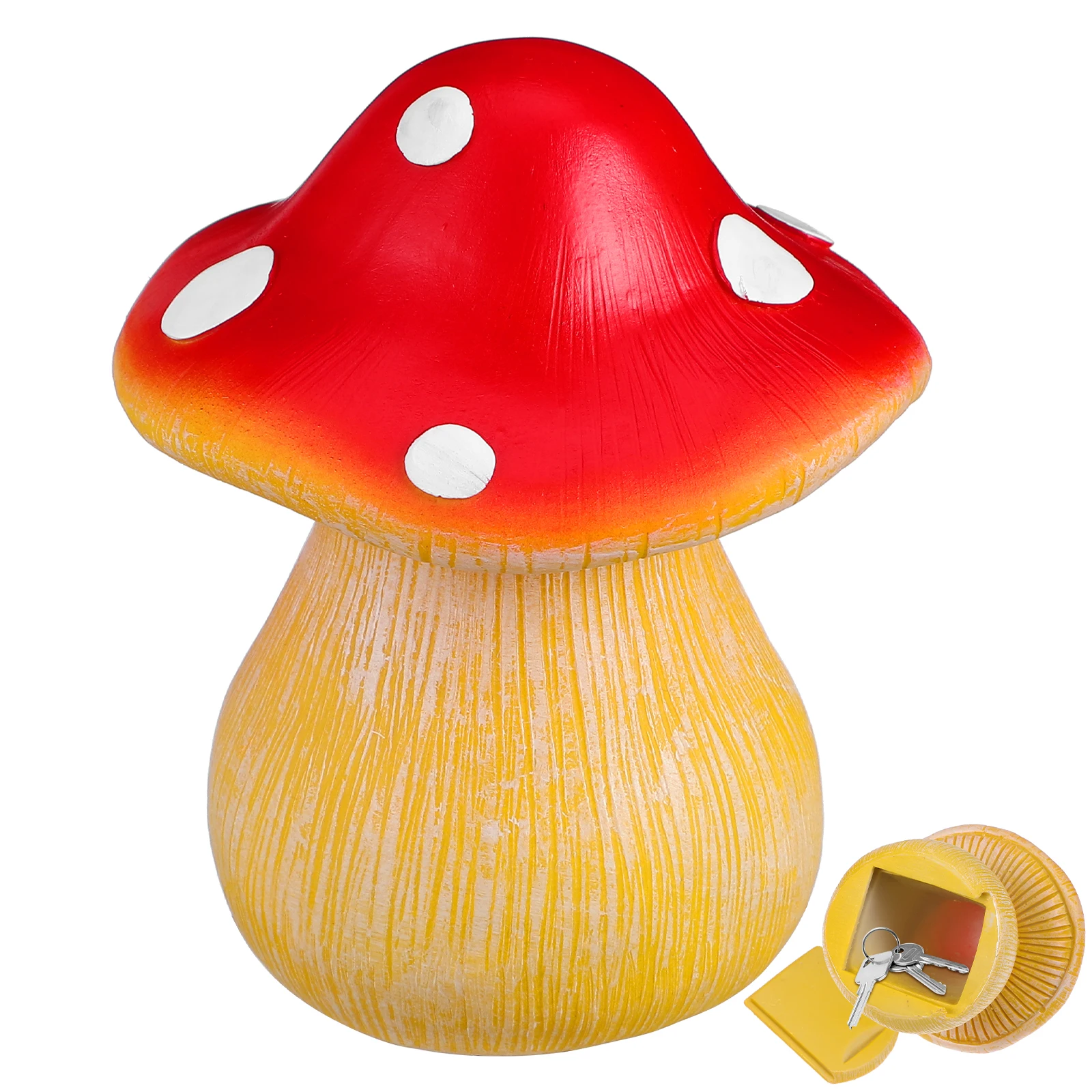 Hidden Key Holder Outdoor Mushroom Style Key Storage Box Garden Decorative Resin Container for Safely Storing Spare Keys Outside