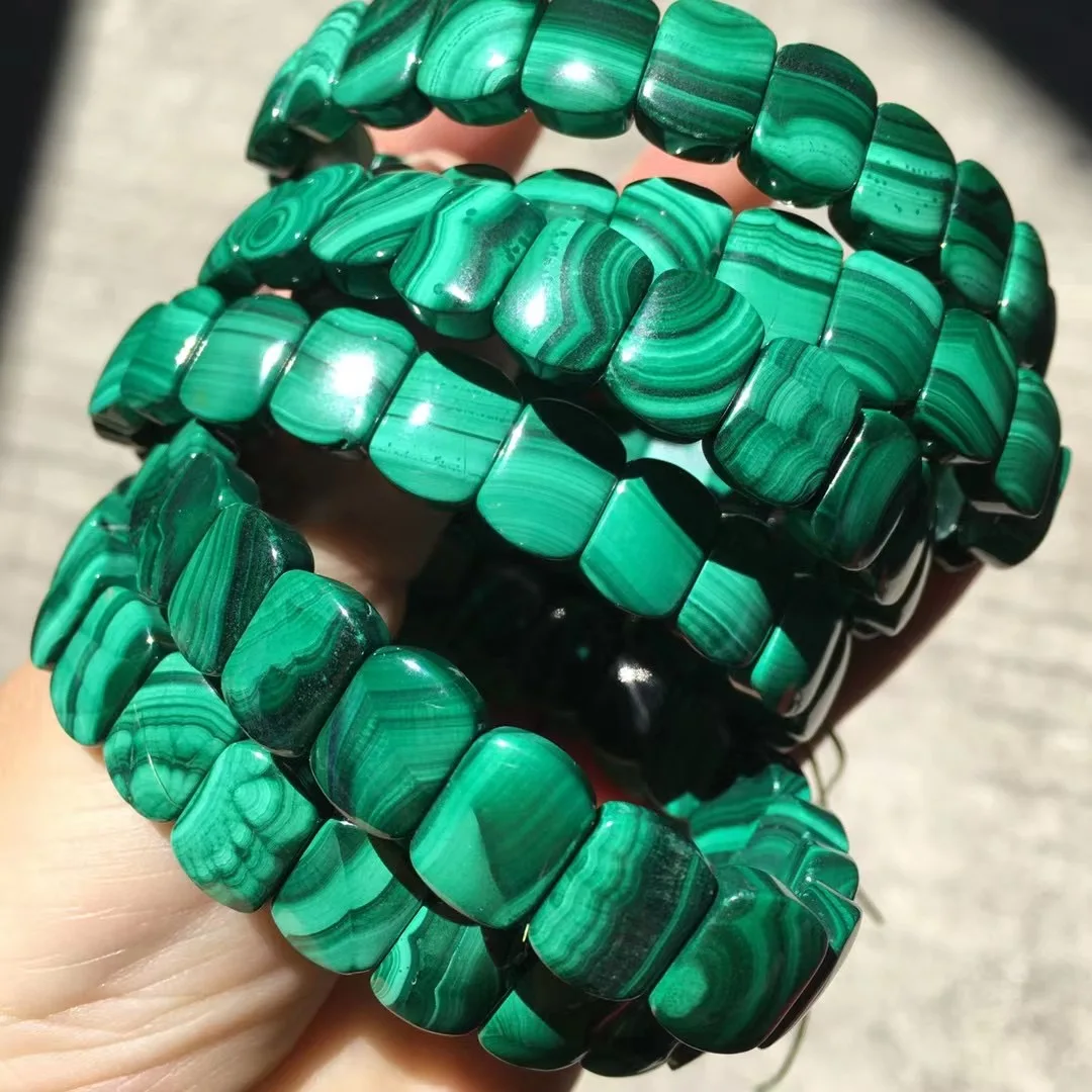 

1 Pc Fengbaowu Natural Malachite Bracelet Oval Square Bead Bangle Crystal Healing Stone Fashion Jewelry Gift For Women