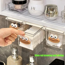 Drawer-Type Storage Box Under Mirror Cabinet Transparent Cartoon Toilet Cotton Bathroom Cabinet Drawer-Type Shelf