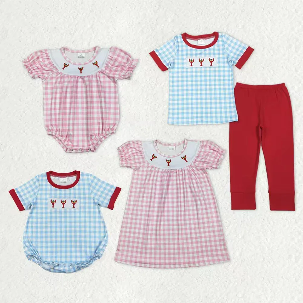 

z1106-16 GSD2853 girl dresses baby girl clothes Matching embroidery short sleeve Dress Wholesale Boutique kids clothes girl
