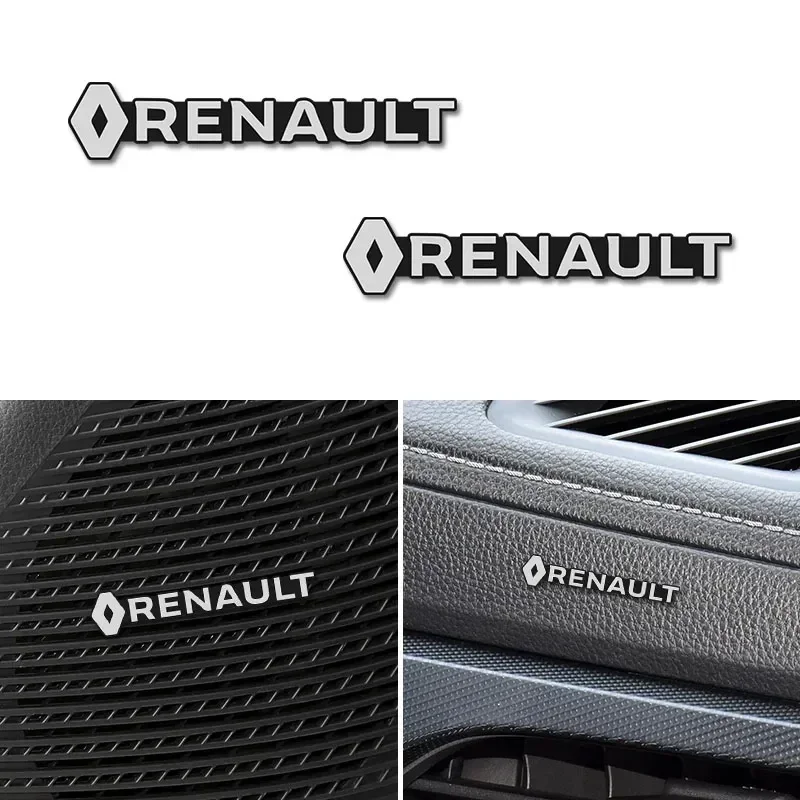 Adesivo de carro 2 peças, adesivos de metal 3d para áudio de carro, emblema decorativo para renault clio megane captur master logan kangoo tra