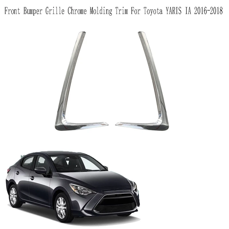 Front Bumper Grille Chrome Molding Trim para Toyota YARIS, 2016-2018