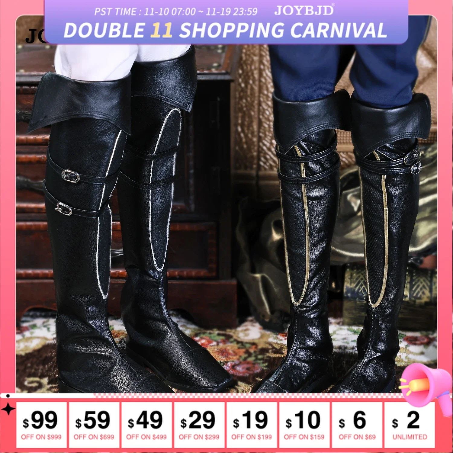 

BJD 1/3 Shoes British Style Fashion Officer Leather Army Boots High Boots Shoes Jointed Doll Accessories